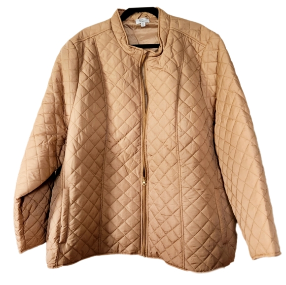 Plus Size Tan Quilted Puffer Jacket Like New by Kim Rodgers and Belk - Picture 2 of 4